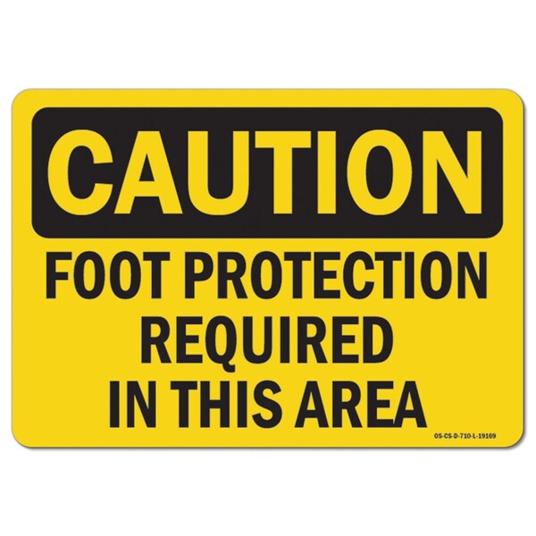 Signmission OSHA Caution Decal, Foot Protection Required In This Area, 10in X 7in Decal, 7" H, 10" W, Landscape OS-CS-D-710-L-19169 - main